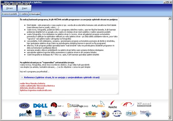 portal urejanje vsebine spletne strani html izgled